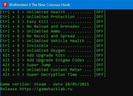 New colossus трейнер. Чит коды для Wolfenstein 2009.